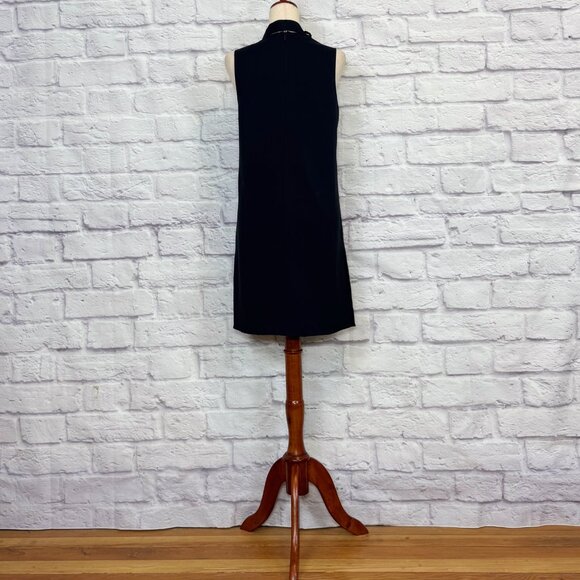 Tibi Black Chalky Drape Pleat Neck Shift Dress - Picture 2 of 6